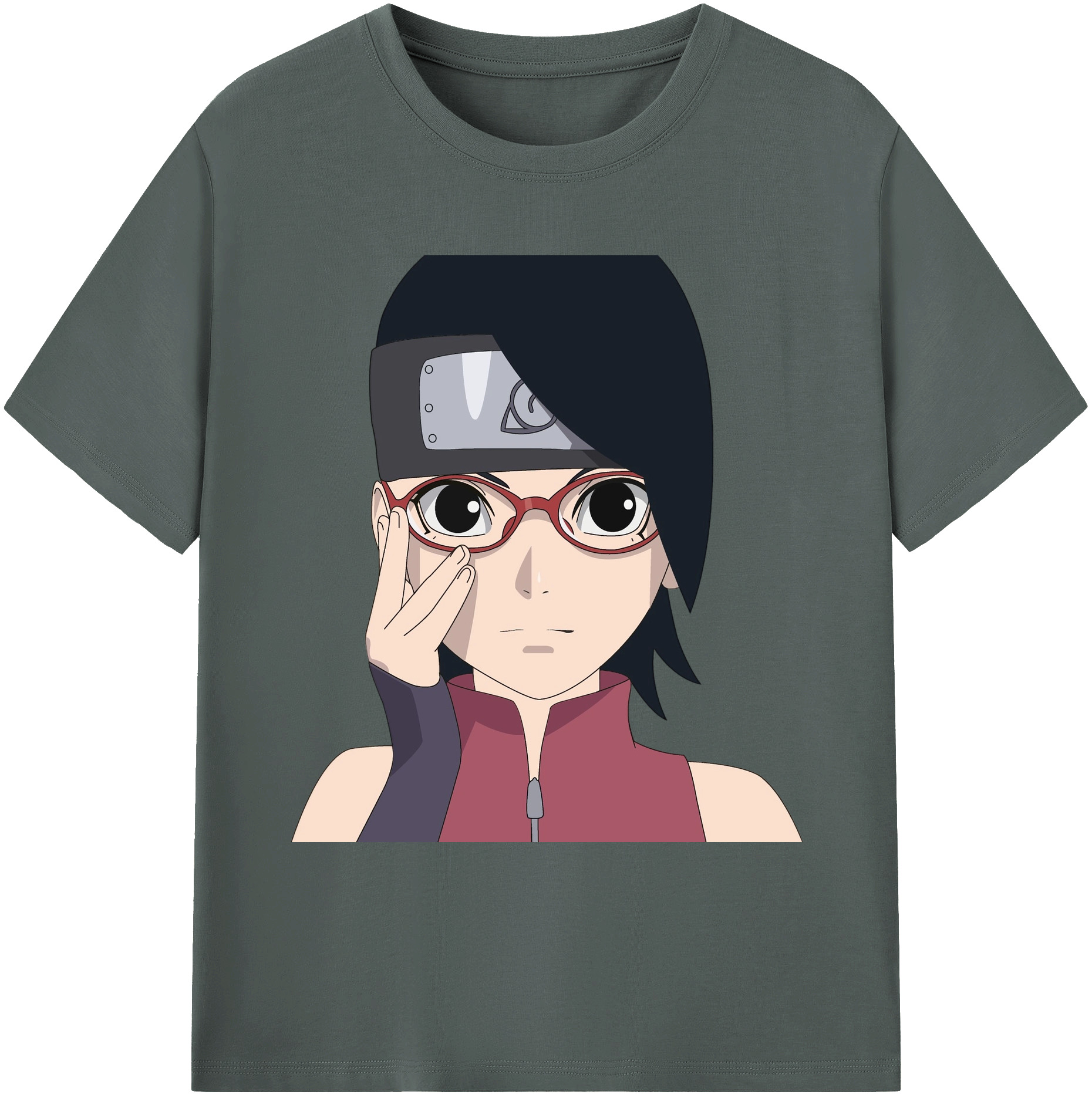 （画像用） NARUTO -ナルト- うちは サラダ Uchiha Sarada 綿100％ メンズ半袖Tシャツ｜肌触りやわらか＆通気性